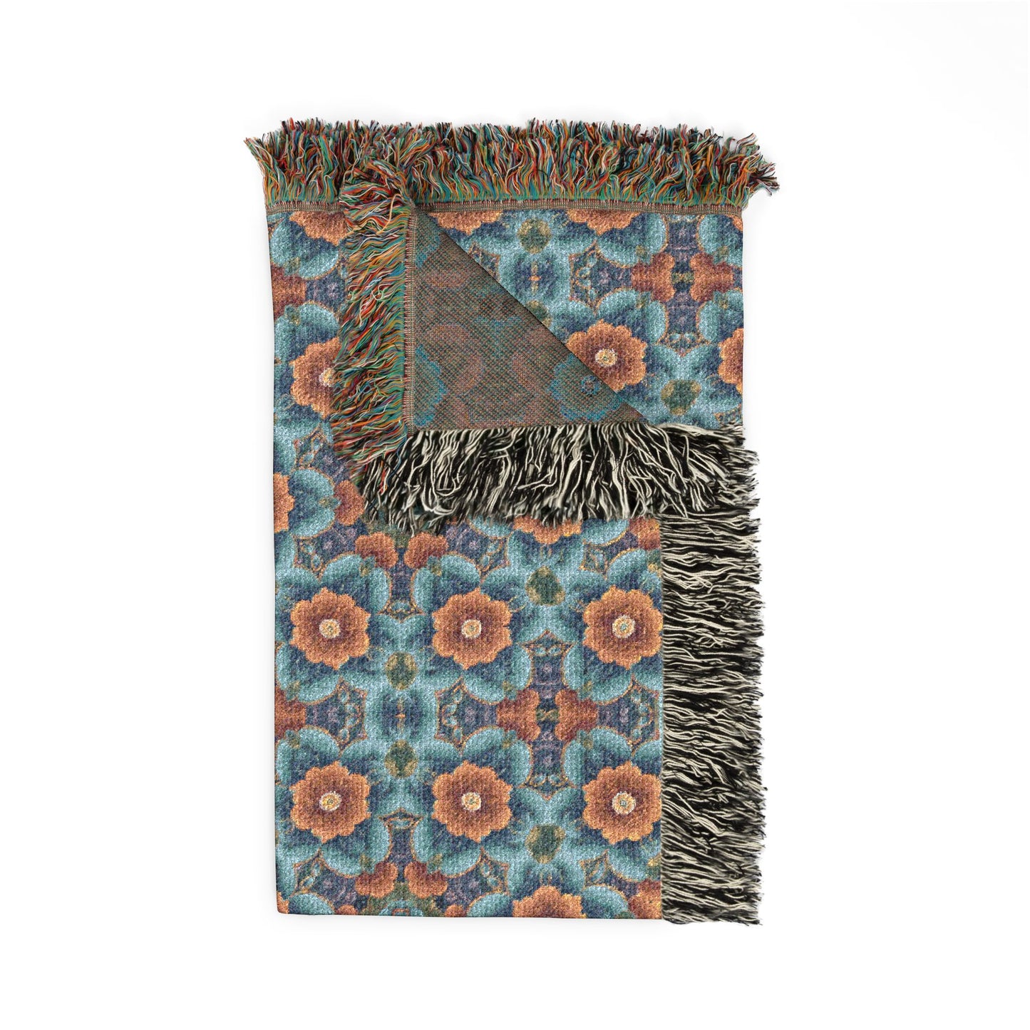 Boho Mosaic Woven Blanket — Southwestern Geometric Throw with Fringe