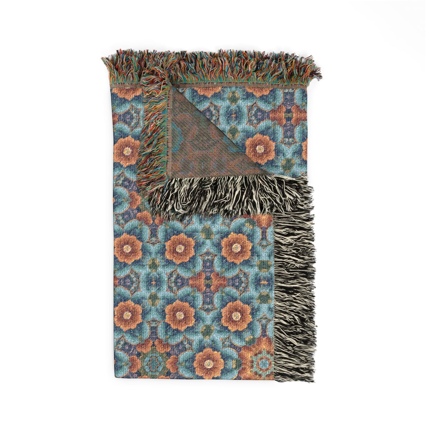 Boho Mosaic Woven Blanket — Southwestern Geometric Throw with Fringe