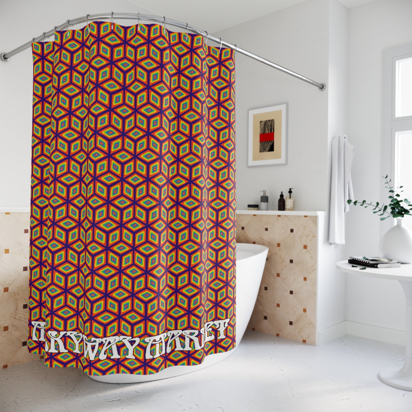 Vibrant Retro Cube Pattern curtains