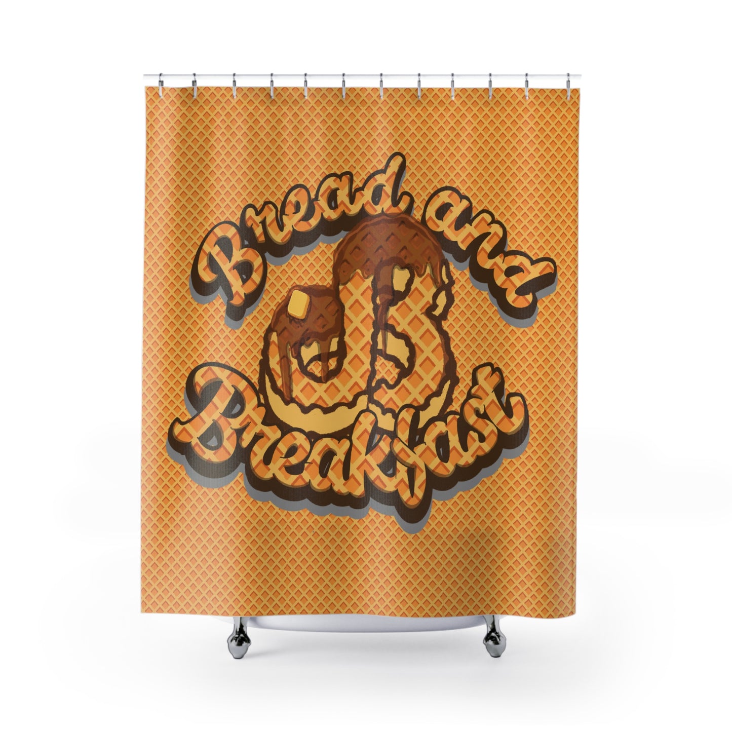 Bread and Breakfast Shower Curtain – Waffle & Syrup Bathroom Decor