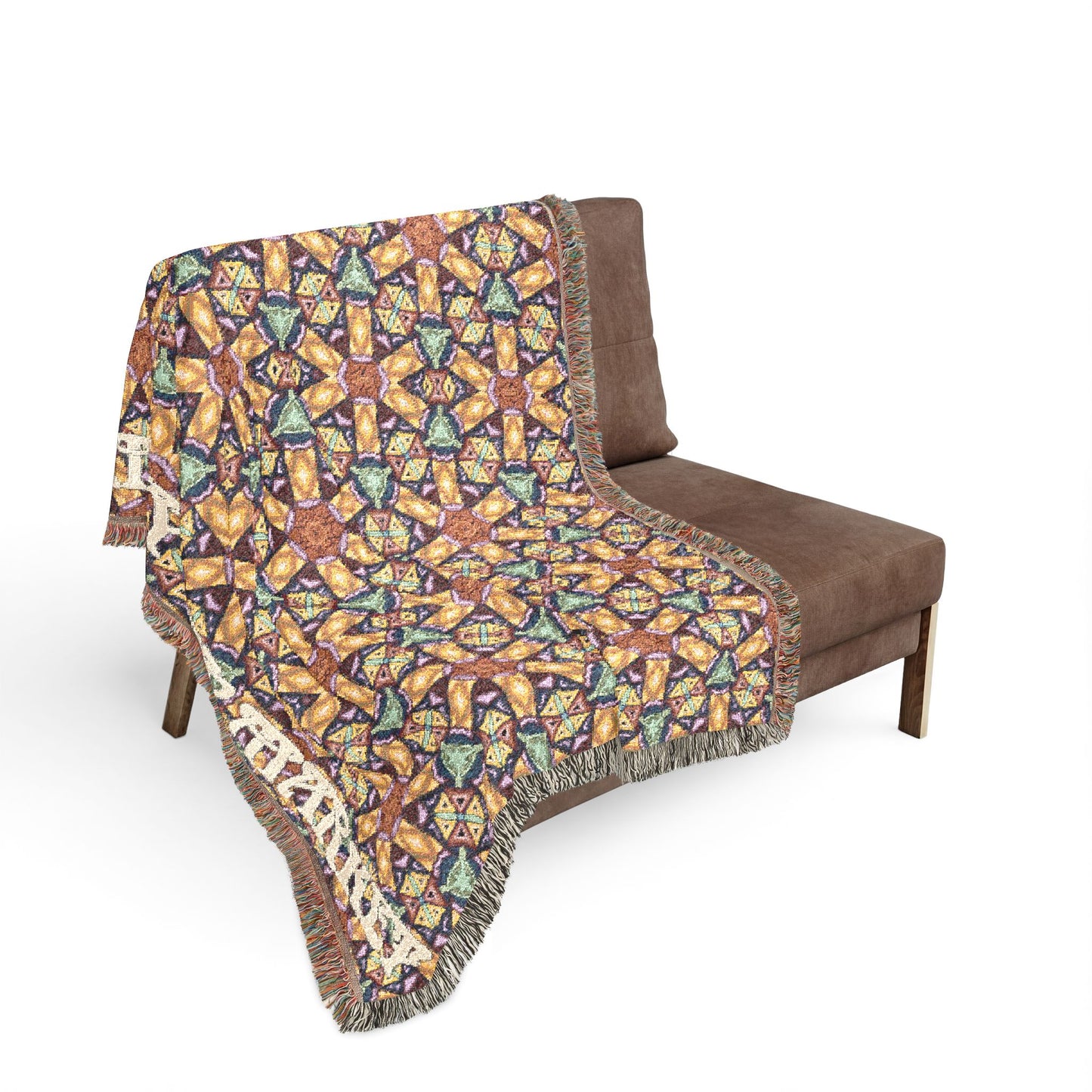 Woven Blanket — Colorful Mosaic Throw Blanket with ‘Walk With Integrity’ Text