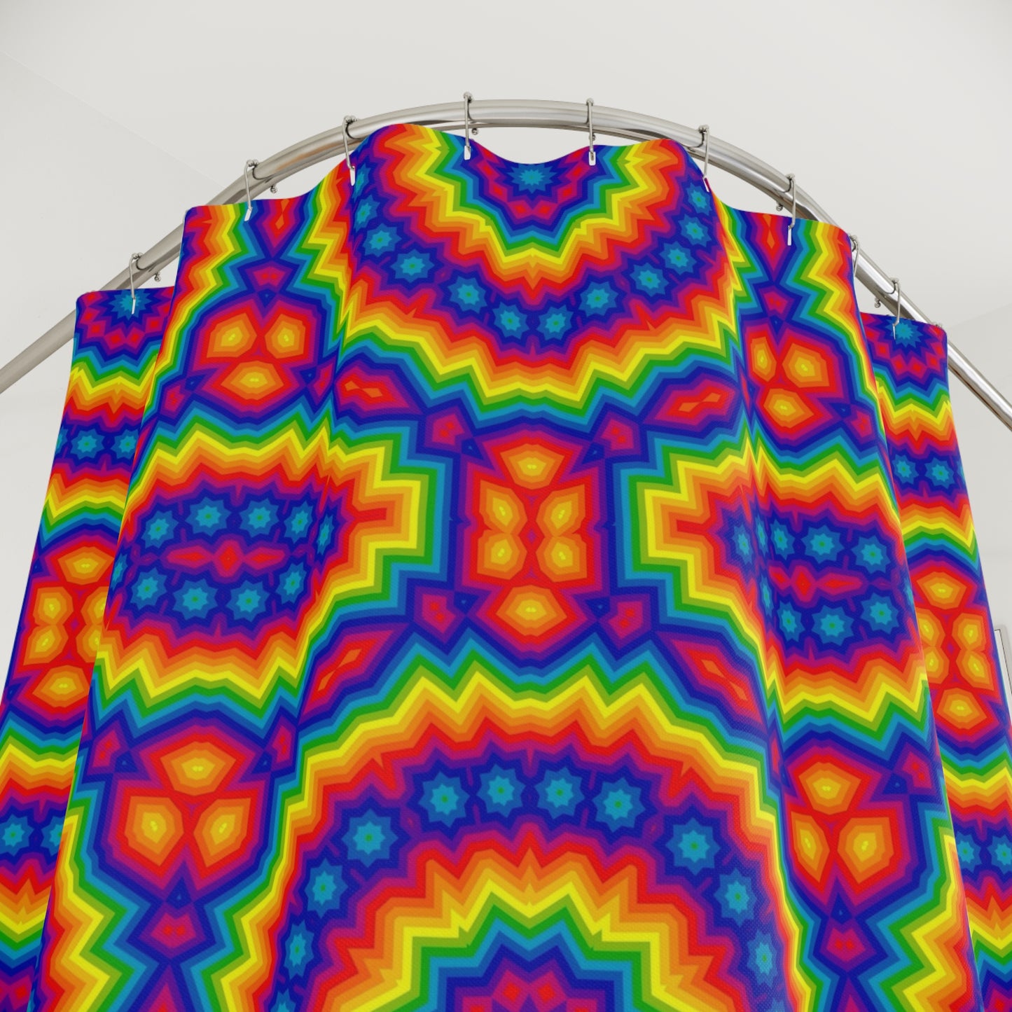Psychedelic Rainbow Kaleidoscope Shower Curtain