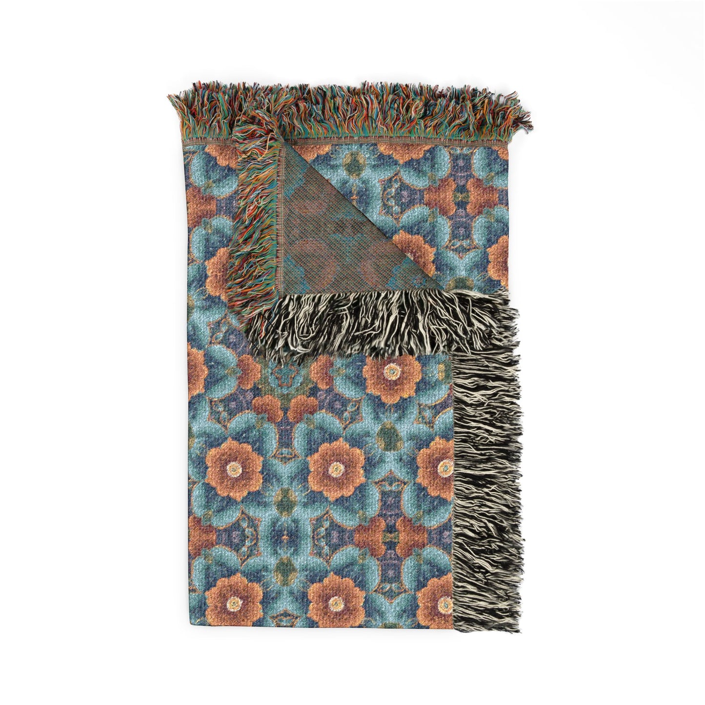 Boho Mosaic Woven Blanket — Southwestern Geometric Throw with Fringe