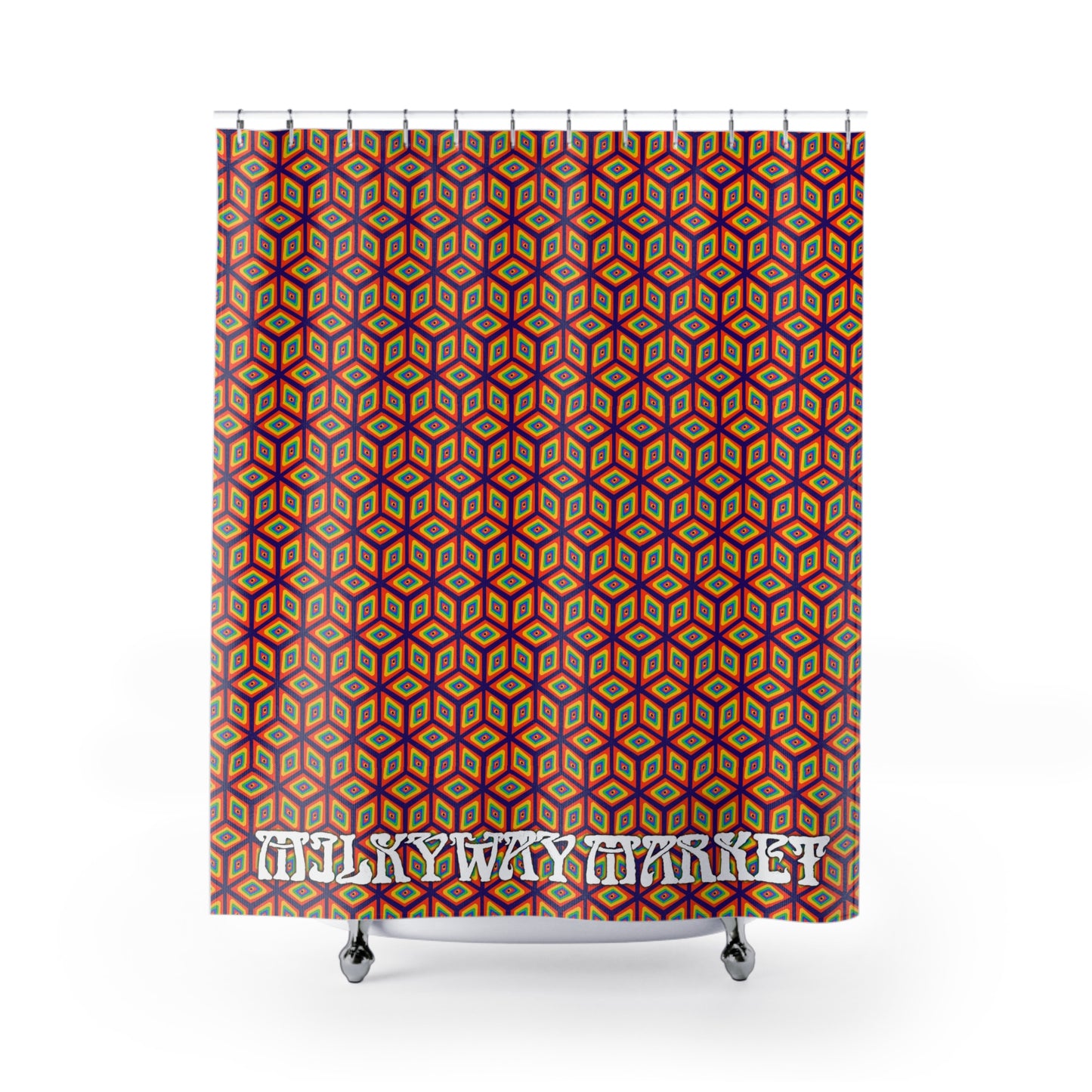 Vibrant Retro Cube Pattern curtains