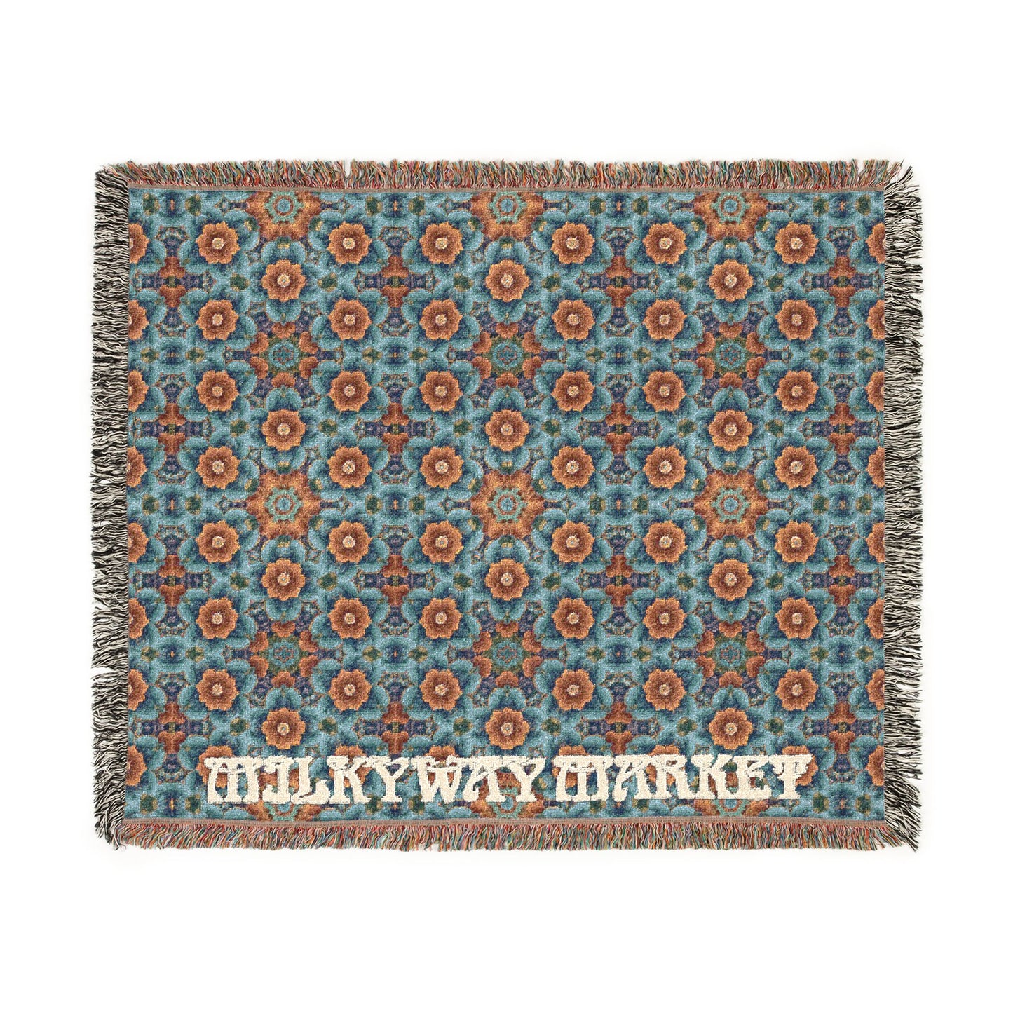 Boho Mosaic Woven Blanket — Southwestern Geometric Throw with Fringe