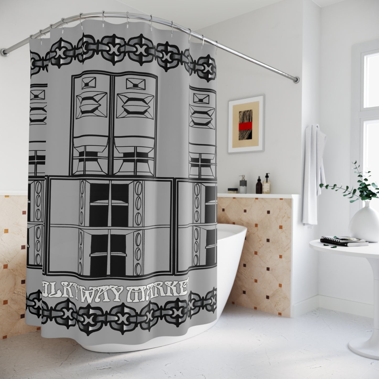 Gothic Black Chain Border Shower Curtain