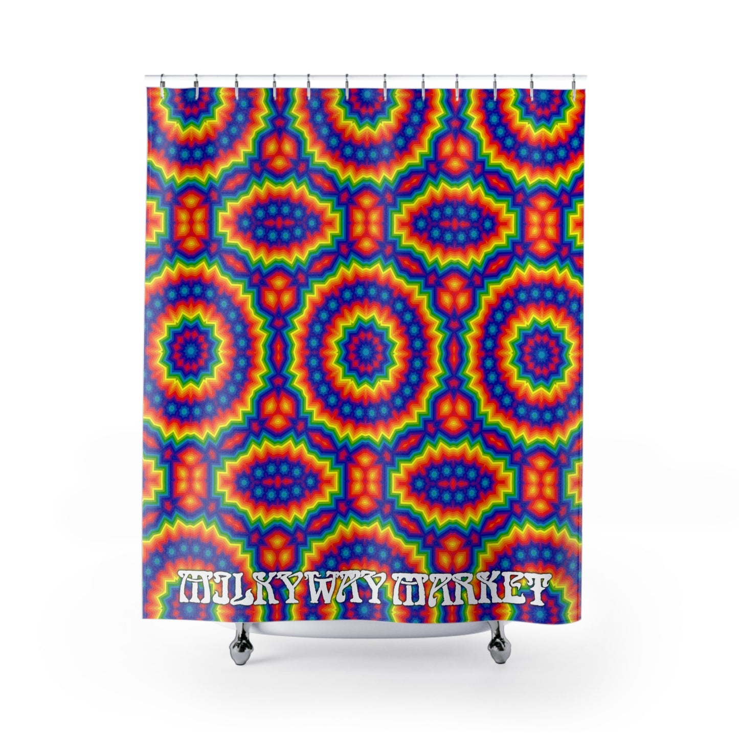Psychedelic Rainbow Kaleidoscope Shower Curtain