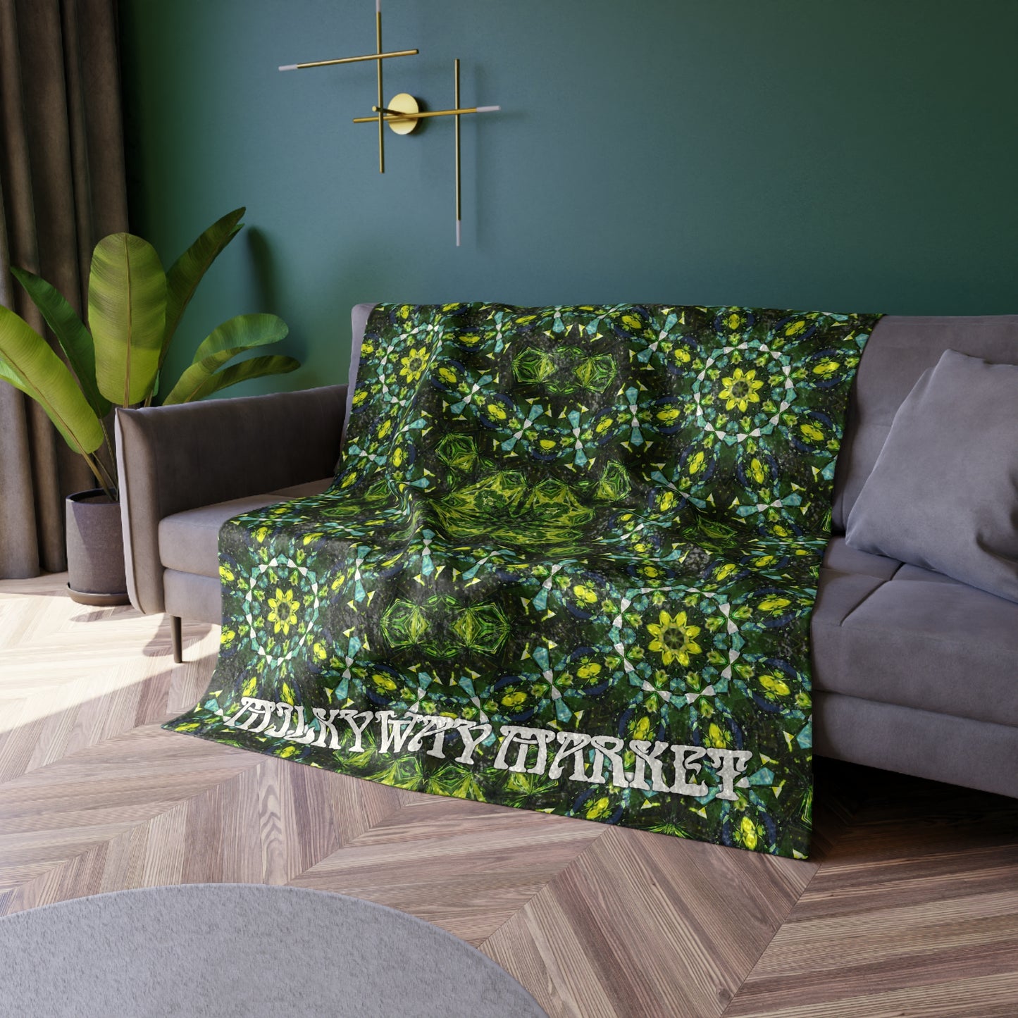 Green Kaleidoscope Plush Throw