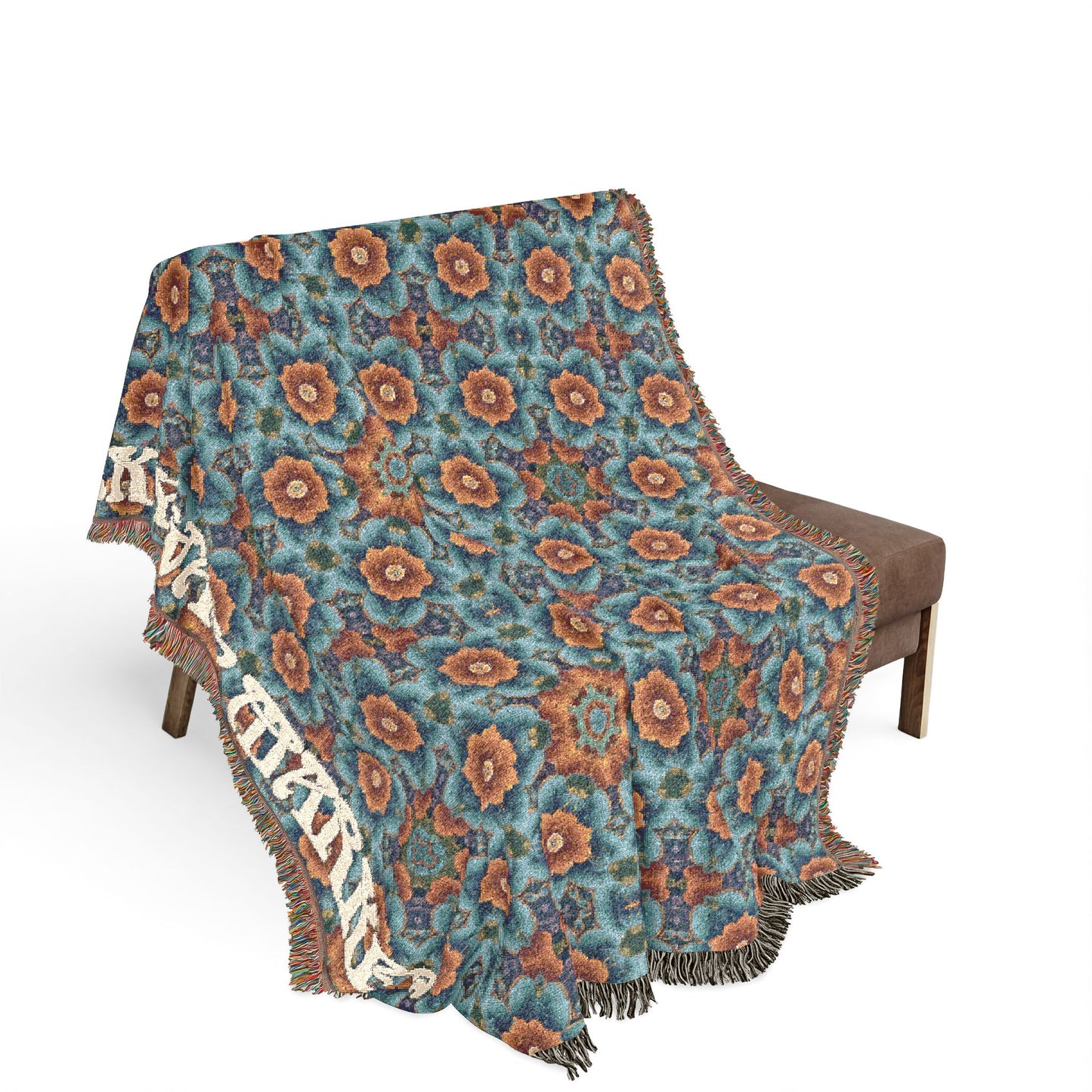 Boho Mosaic Woven Blanket — Southwestern Geometric Throw with Fringe