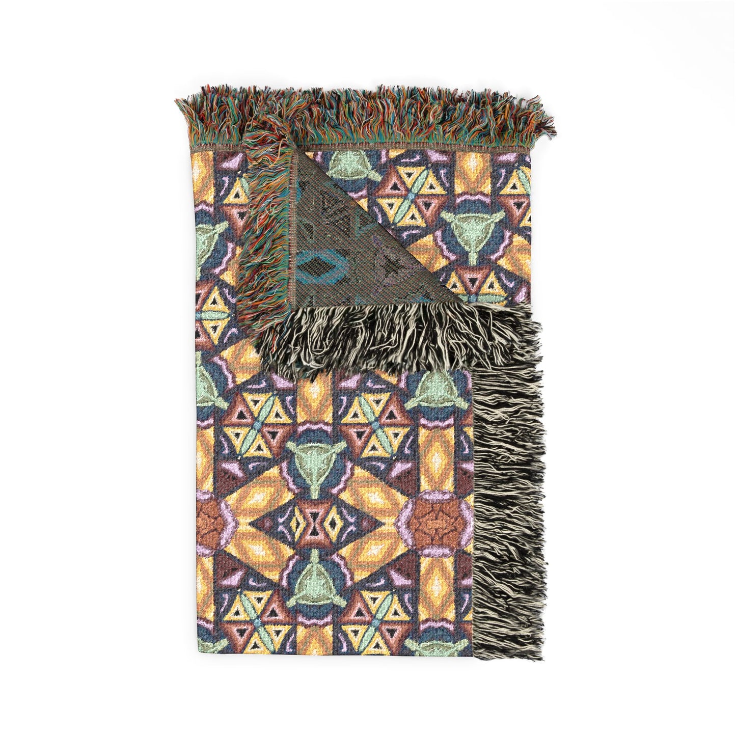 Woven Blanket — Colorful Mosaic Throw Blanket with ‘Walk With Integrity’ Text